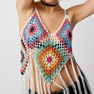 urban outfitters out from under crochet fringe tank top